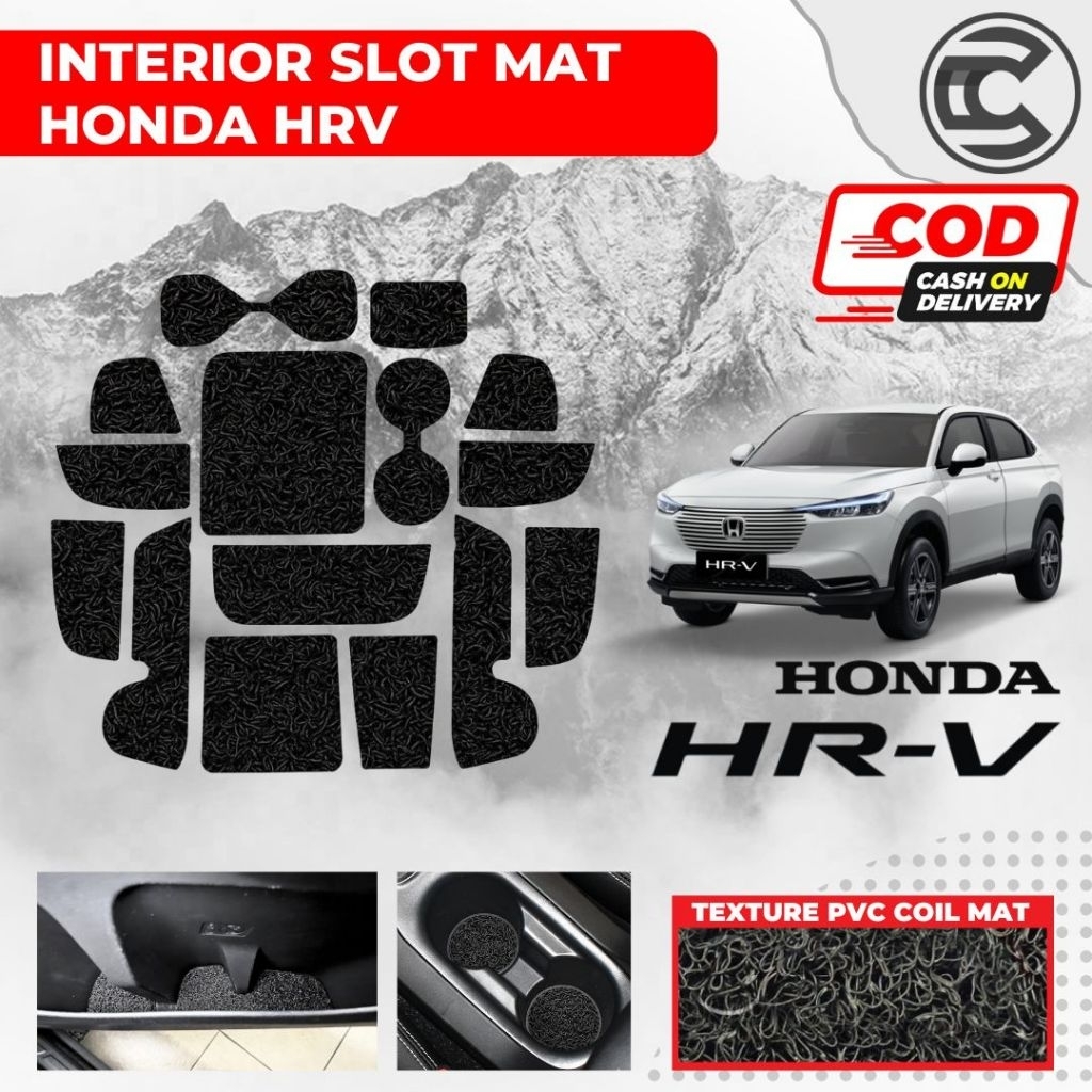 แผ่นรองช่องภายใน Honda HRV 2022 - 2025 / แผ่นรองกระเป๋าประตู Honda HRV / ฐานที่วางแก้ว HRV 2022