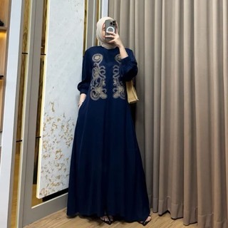 MALAYA DRESS BORDIR RAYON TWILL/DRESS LEBARAN/DRESS JUMBO