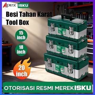 ISKU Tool box Besar stainlees 15 18 20 inch tahan lama toolbox kotak peralatan perkakas besi tahan karat alat box