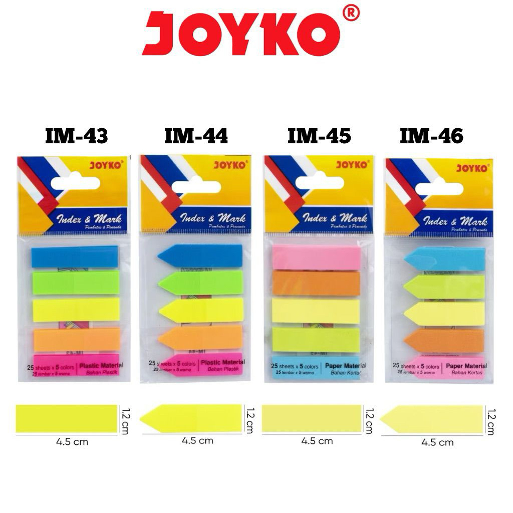 (6 PACK) JOYKO Index & Mark IM-43 IM-44 IM-45 IM-46 Sticky Notes Book Marker 5 สี