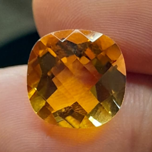 Natural Golden Citrine Dim: 12 x 12 x 8mm 6.9Ct Yellow Gold Amethyst Cushion Cutting รหัส A482