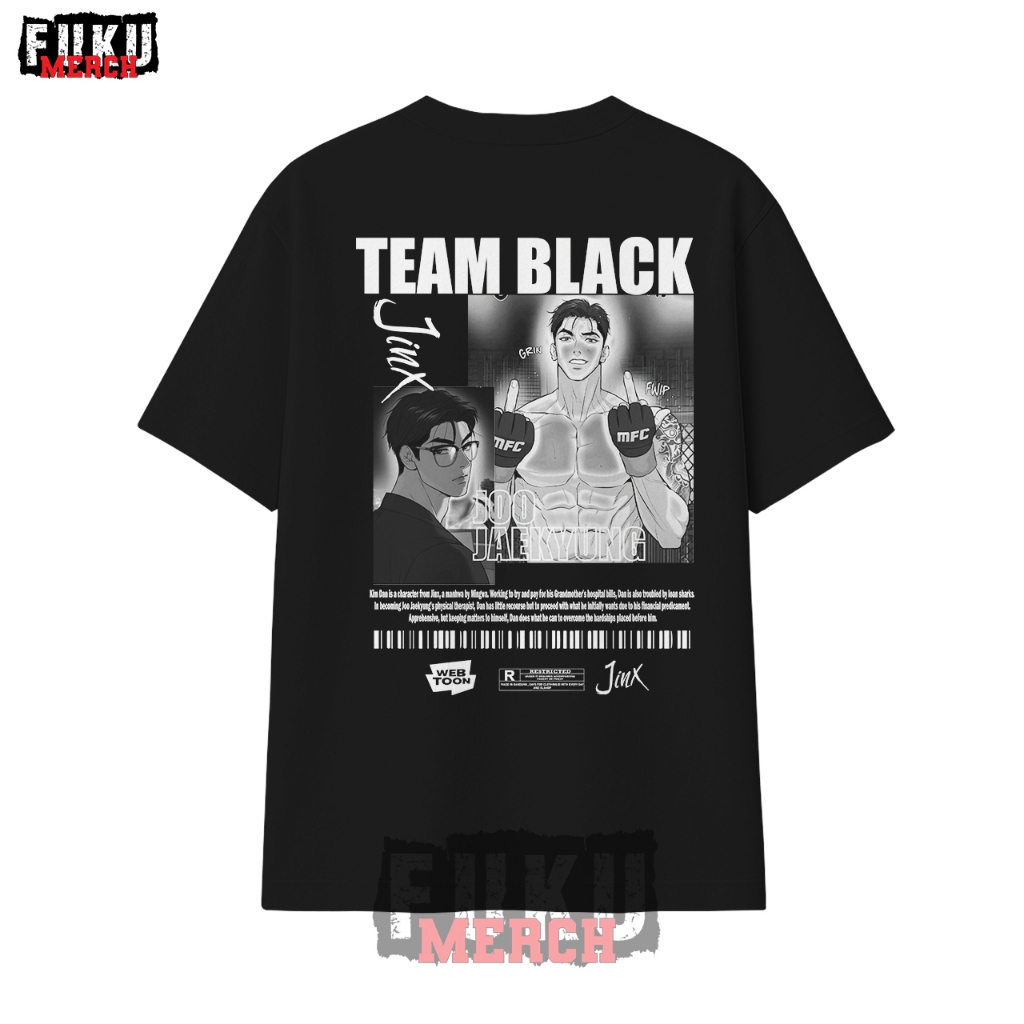FUKU MERCH - Manhwa BL Joo Jaekyung JIDX Team Black Cotton Combed 24s เสื้อยืด