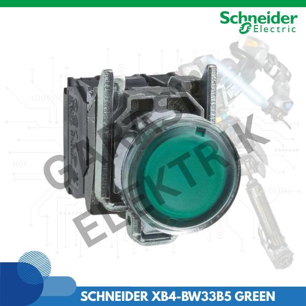 SCHNEIDER XB4-BW33B5 ปุ่มกด XB4BW33B5 สีเขียวฟลัชสมบูรณ์ ปุ่มกด Ø22 คืนฤดูใบไม้ผลิ 1NO+1NC 24V เดิม