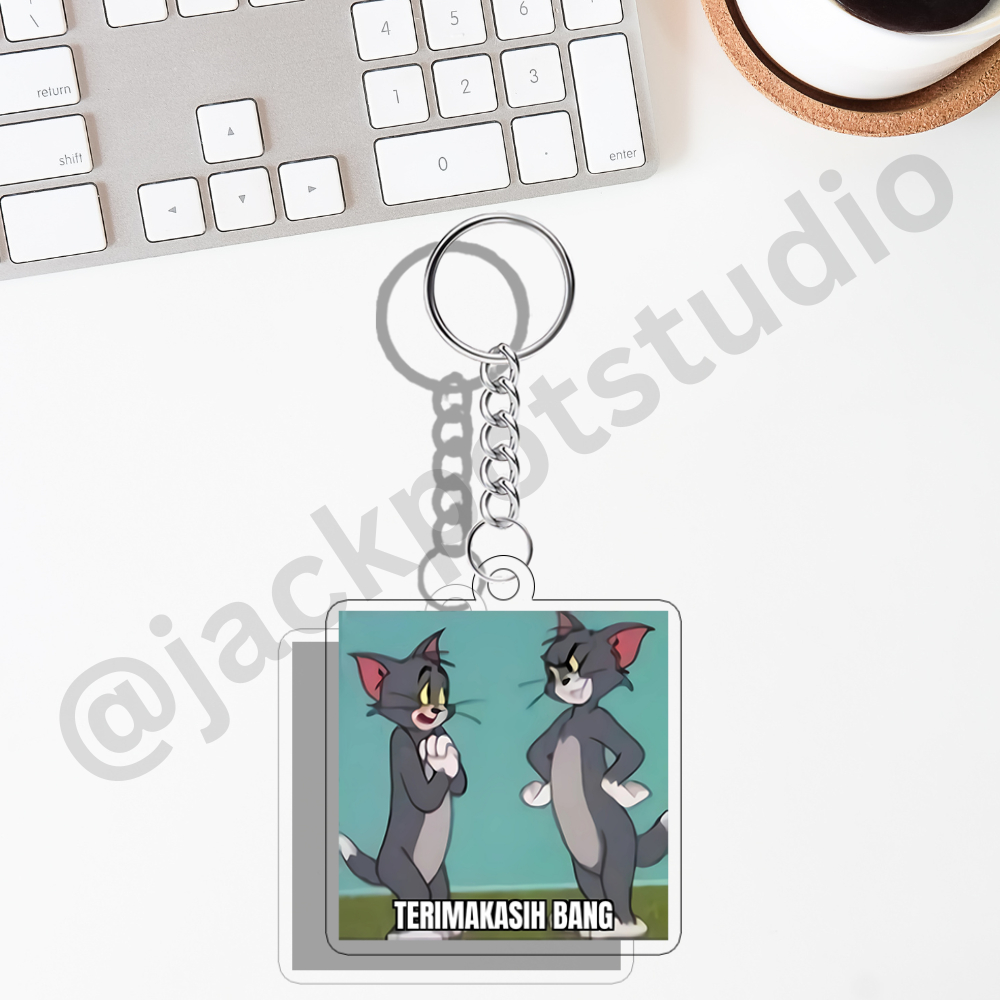 พวงกุญแจ Tom and Jerry Meme สติ๊กเกอร์ Whatsapp | ยูวี พิมพ์บนกรอบอะคริลิค 3 มม