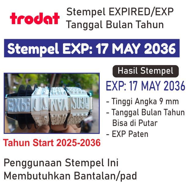 Trodat Stamp Exp Date Month ปี 9mm