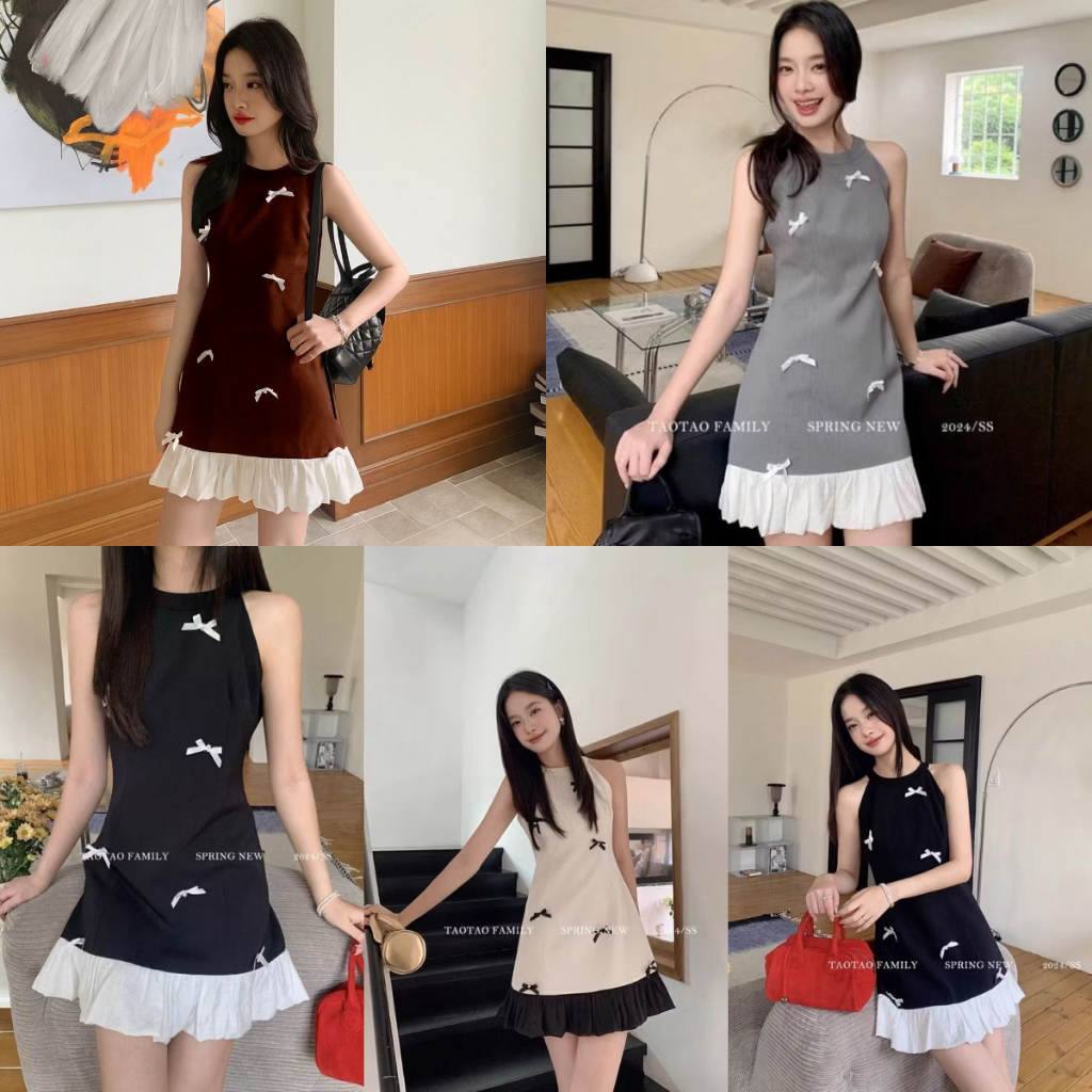 DEER FASHION - SPRING Dress Mini Coquette Snowrib แขนกุด