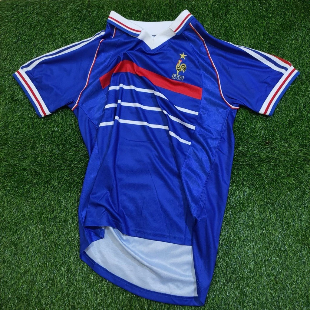 FRANCE HOME VINTAGE RETRO JERSEY WORLD CUP 1998 เกรด ORI AAA CLASSIC