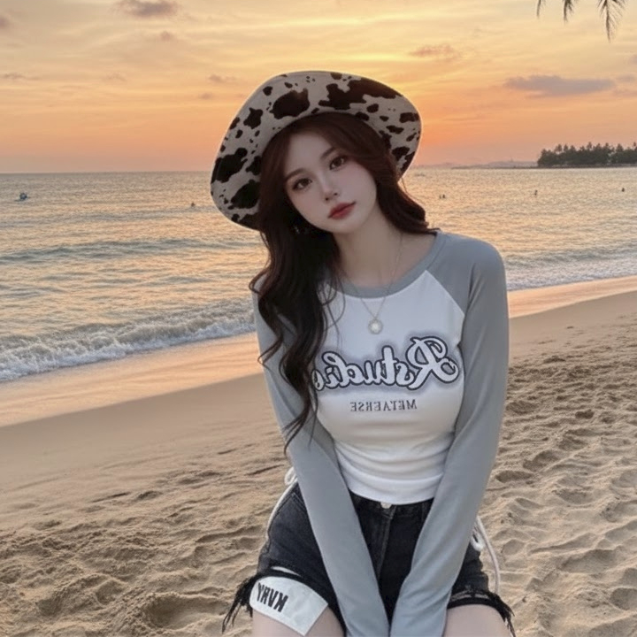 RSTUDIO เสื้อยืดแขนยาวผู้หญิงถักซี่โครง (LD 88, 40) -02 ท็อปส์ซูของผู้หญิง RSTUDIO เสื้อยืดแขนยาว