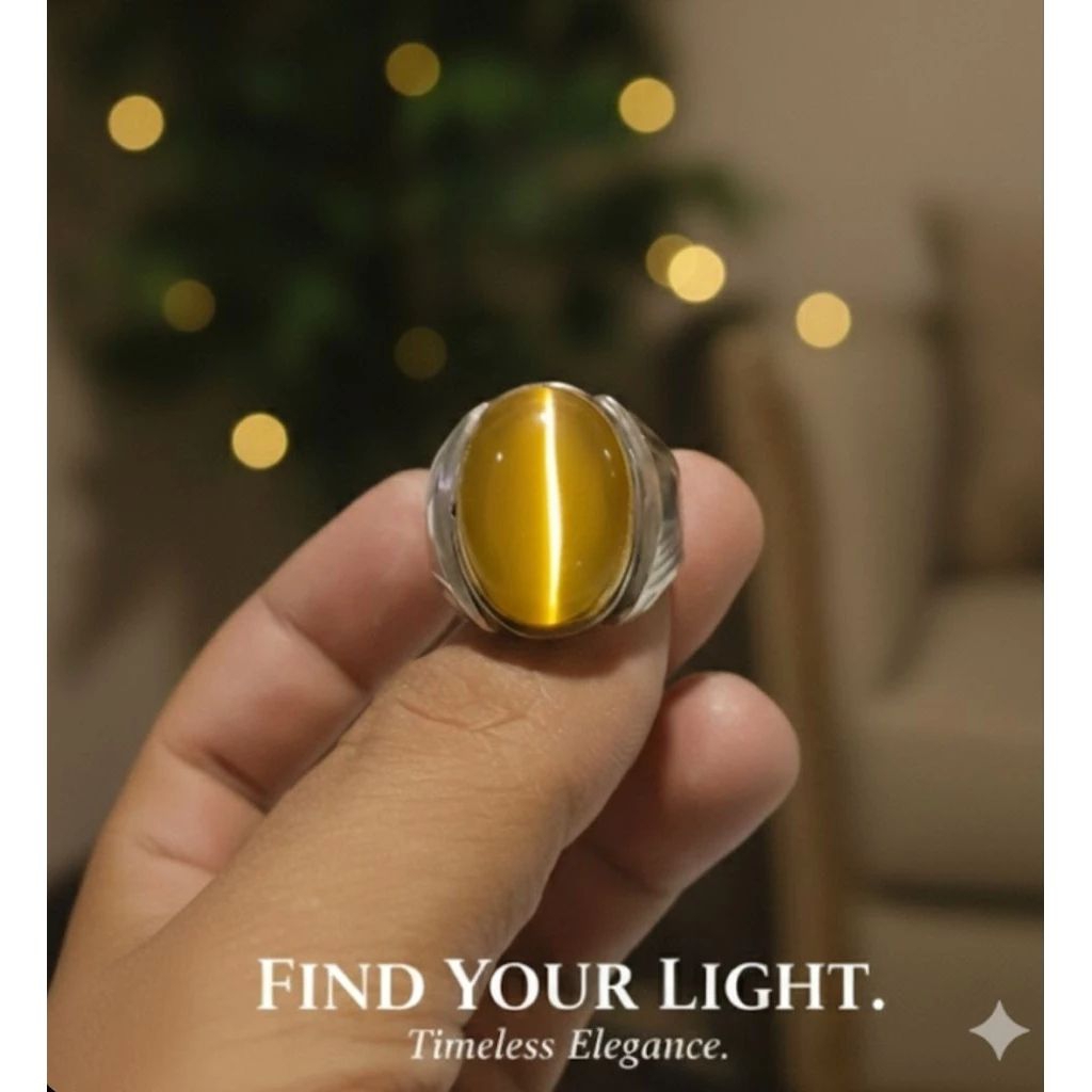 แหวนอาเกตตาแมวสีทองสีเหลือง 18x13 มม. แหวนโมเนลคลาสสิก