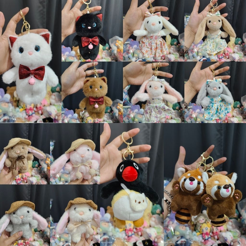 GANTUNGAN RED PANDA TAIL KEYCHAIN, CHIKAWA RABBIT CAT