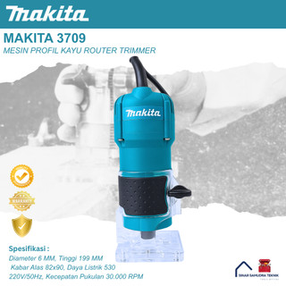 Mesin Trimmer/Profil Makita 3709 - Mesin Kayu 6mm, Daya Listrik 530 Watt