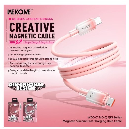 WESJO Qiin Series สาย Magnetic C ถึง C ชาร์จเร็ว 65W WD-C11 / Fast CHARGING Type-C ถึง Type C 65W สา
