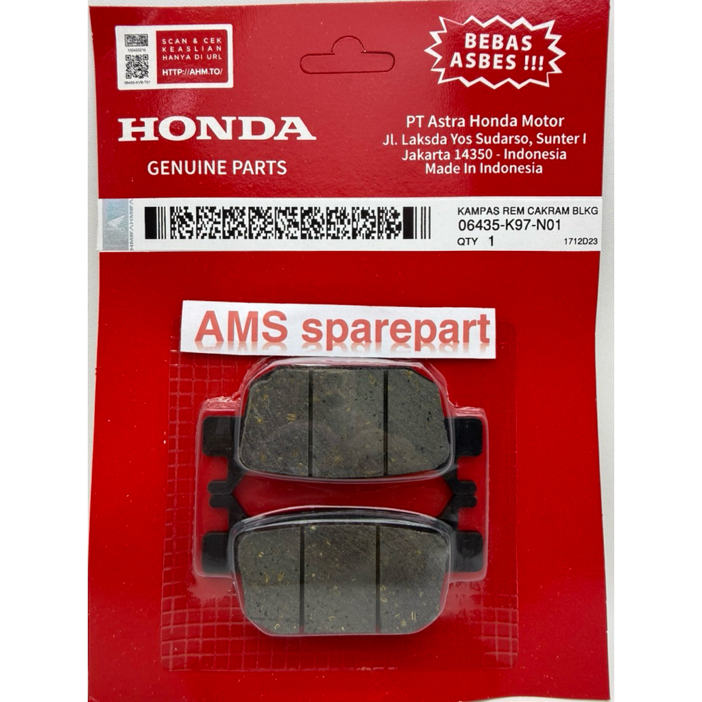 ผ้าเบรกหลัง PCX 150 160 ADV 150 160 VARIO 160 STYLO 06435-K97-N01