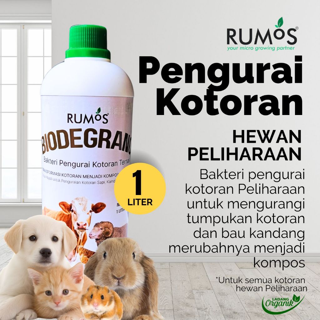 RUMOS Biodegrano 1L – น้ํายากําจัดกลิ่นและซ้อนแมว/สุนัข Feces ที่บ้าน