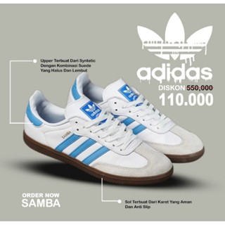 SEANEKER SAMBA OG PREMIUM WHITE BLUE CLASSIC รองเท้าสวมใส่สบ…