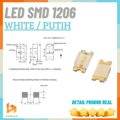 SMD LED 1206 สีขาว/ขาว smd type 1206