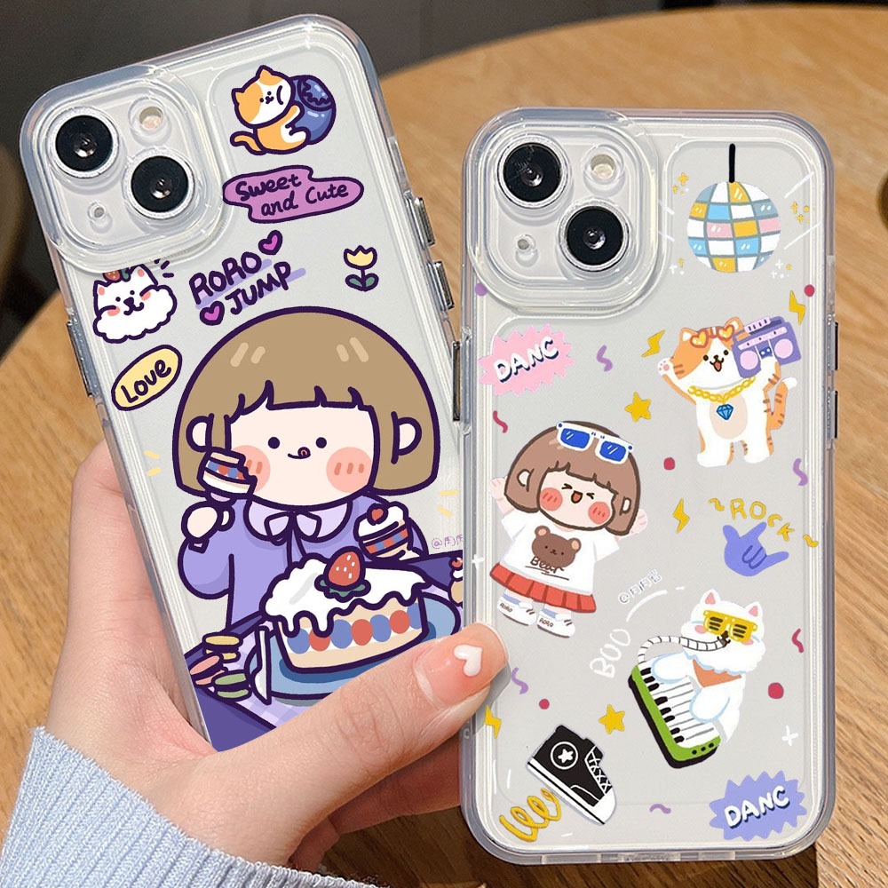 HP Glossy Clear Case แฟชั่นการ์ตูน motif พร้อมสําหรับ ZTE BLADE A36 A56 A55 A54 ซิลิโคนใส (RR16)