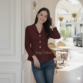 Karla Top / Blouse Korean Style / Atasan Wanita Semiwoll Premium