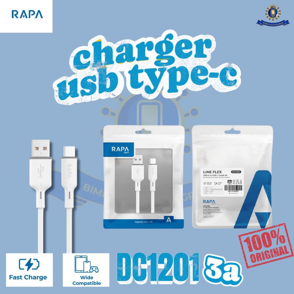 RAPAtech DC1201 (1 แพ็คมี 20) สาย USB-A to USB-C ชาร์จเร็ว 3A 100Cm