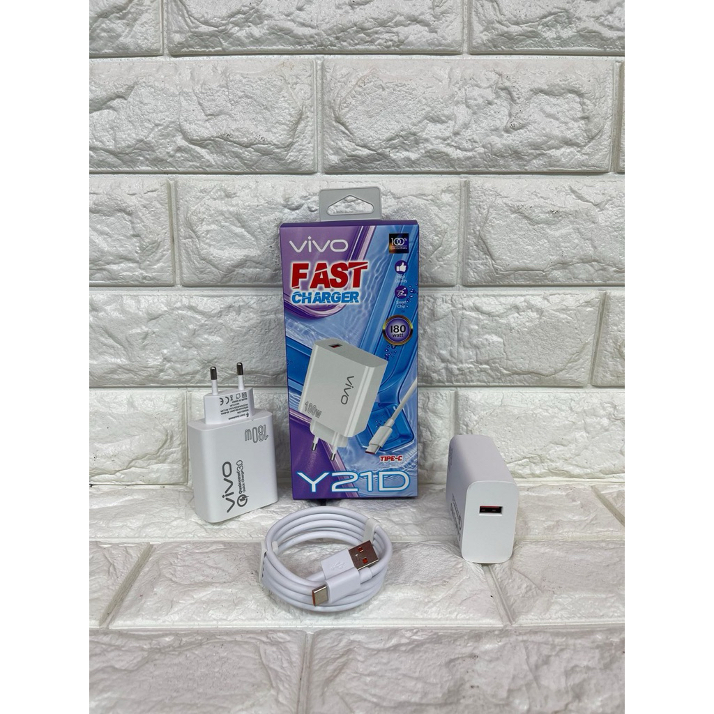 Original Vivo Y21D 180W Fast CHARGING Vooc Charger V8 Micro Type C Fast CHARGING Charger