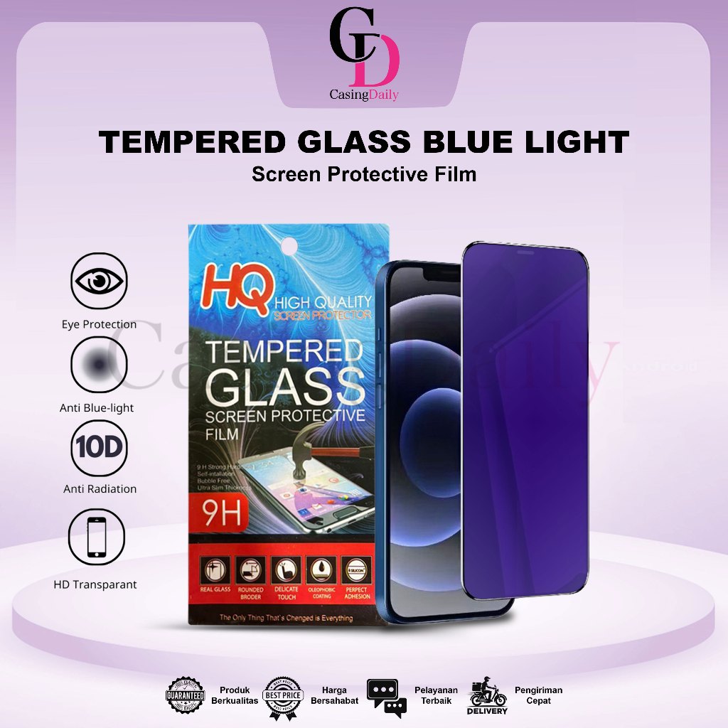 กระจกนิรภัยกรองแสงสีฟ้า – ป้องกันรอยขีดข่วน Full Cover – Vivo T1 V40 V50 Lite V27E V29E V30E V5 V5S 