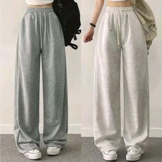 Celana Panjang Sweatpants Basic Kulot Highwaist Korean Style Training Loose Pants Casual Lembut Nyaman Tebal Kantong Karet Serut