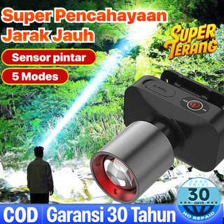 [Garansi 30 tahun]Senter kepala super terang anti air 1000 Lumen senter led super terang lampu senter kepala zoom super terang 75W headlamp outdoor senter kepala cahaya kuning/putih headlamp gunung