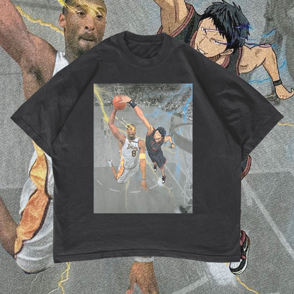 Kobe Bryant x Kuroko no Basket Daiki Aomine เสื้อยืดขนาดใหญ่ Anime Basketball Ball