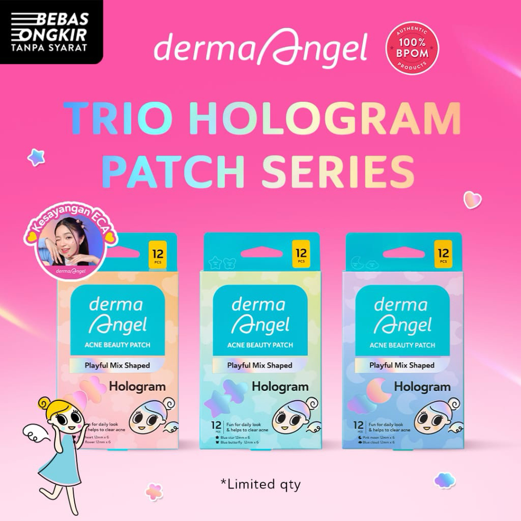 Derma Angel Package บรรจุ 3 กล่อง @12 ชิ้น Trio Holo Series