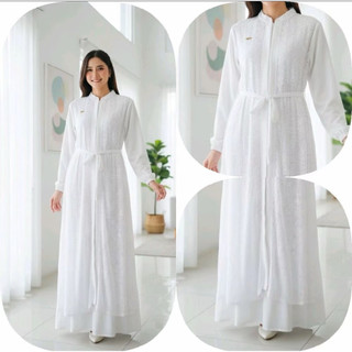 Aswah offical GAMIS BROKAT KONDANGAN BAHAN CRINKLE AIRFLOW MIX BROKAT TERBARU TERLARIS KEKINIAN  nyama cantik pesta/kondangan Ukuran Lingkar Dada -+ 110 cm Panjang -+ 134 cm