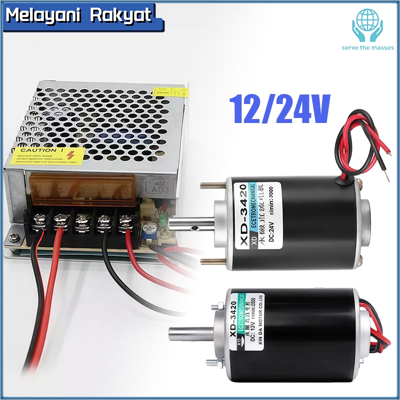 มอเตอร์ DC 12v/24v Dynamo XD-3420 30W ความเร็วสูง	มอเตอร์เคลือบเกลียว ไดนาโม มอเตอร์