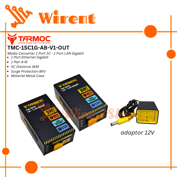 Tarmoc TMC-1SC1G-P-V1-OUT | Media Converter 1FO 1LAN / 1 FO 1 LAN Gigabit POE OUT 9-57 โวลต์ | HTB G