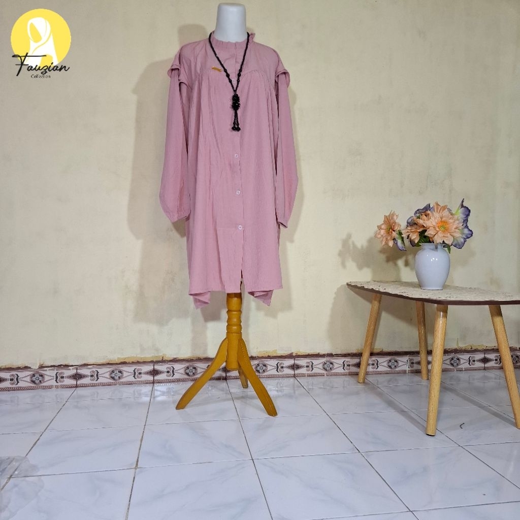 Jumbo Wood Fiber Cringkle Long Tunic LD 120 cm / Premium Pearl Knit Tunic by Fauzian Collection