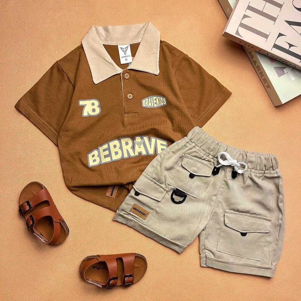 KATUN BRAVEKIDS FASHION RUGBY CHOCO CHEESE TEES COTTON 24s KIDS SUIT AGES 1-5 ปีเสื้อยืดและกางเกง