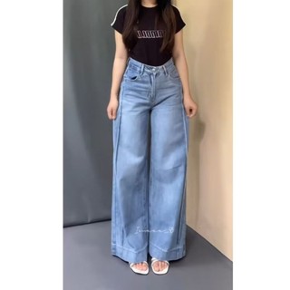 Celana Baggy Jeans Wanita Hangover Highwaist Loose Wisker