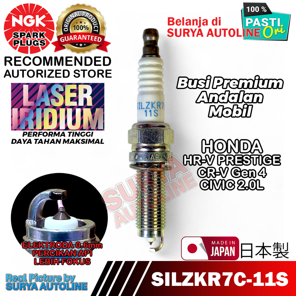 NGK ORIGINAL PREMIUM LASER IRIDIUM SILZKR7C-11S รถ SPARK PLUG สําหรับ HONDA CR-V HR-V CIVIC รถ IRIDI