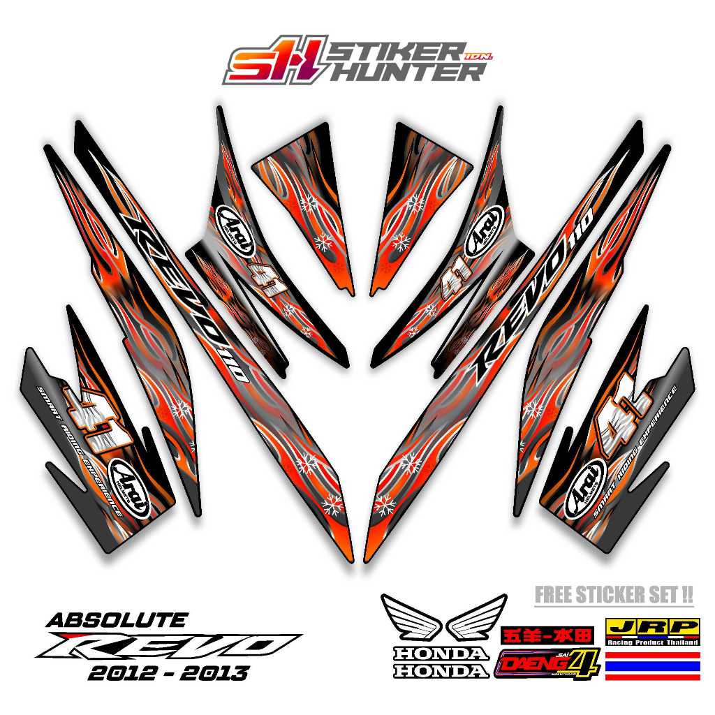 HONDA ABSOLUTE REVO 2012 - 2013 HAGA WSBK MOTIF สติ๊กเกอร์แถบ / สติ๊กเกอร์HUNTER / STRIPINGMODIF