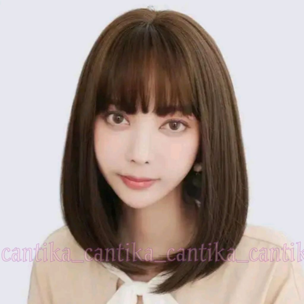 BEAUTIFUL FULL เกาหลีผู้หญิง WIG BOBO รุ่น 35 ซม.พร้อม BANGS ผู้หญิงผม WIG สั้น BOB รุ่น BANGS 35 ซม