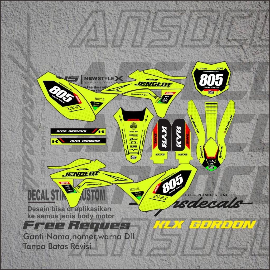 สติ๊กเกอร์รูปลอก KLX GORDON FULL BODY DECAL GORDON DECAL STICKER VARIATION KLX GORDON ฟรี REQUEST