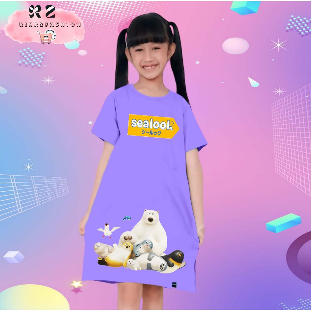 [FREE NAME] เสื้อยืดเด็ก Tunic with SEALOOK Motif วัสดุพรีเมี่ยม