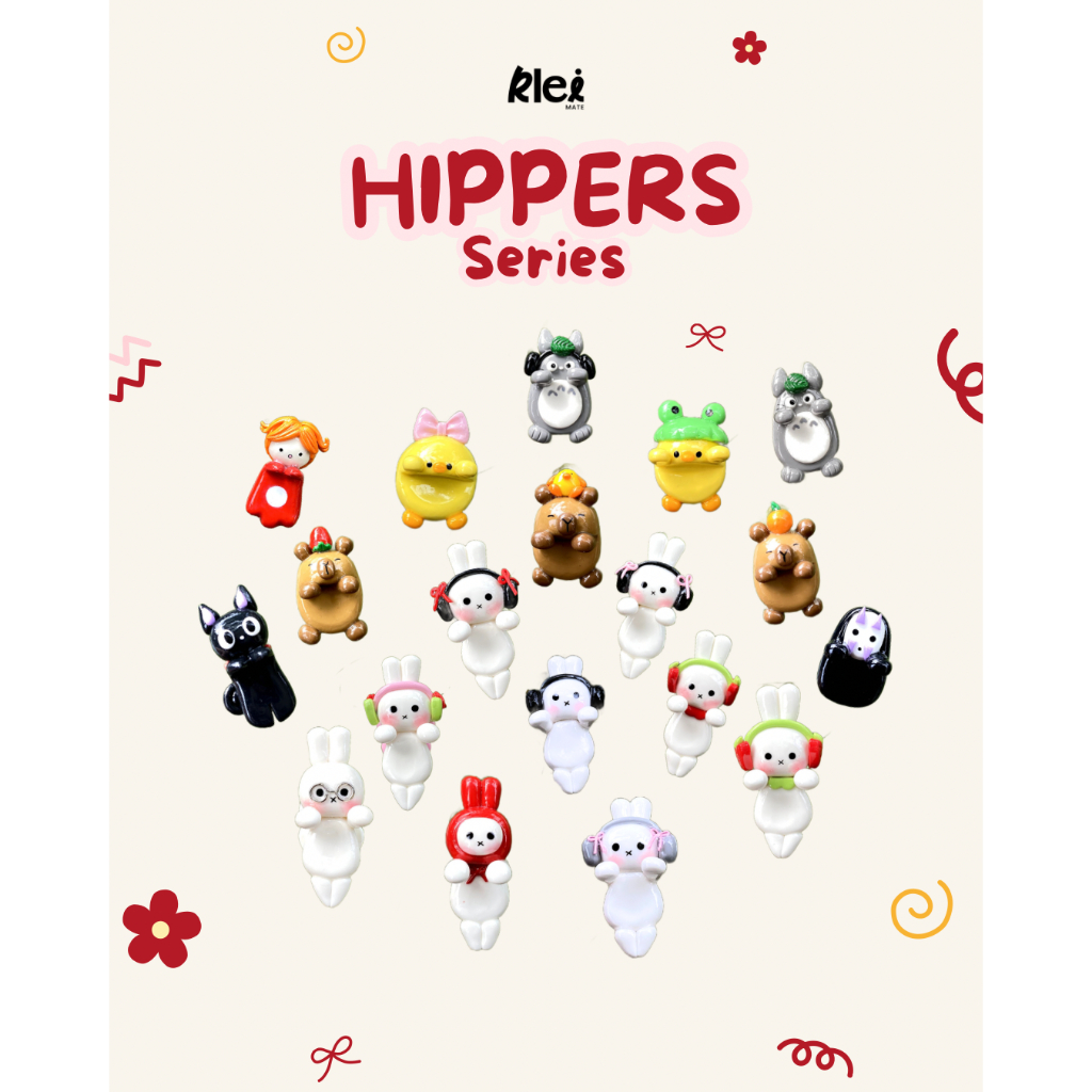HP KLEI.MATE Handmade Clay Hippers / Mini Figure Phone Charm / สติกเกอร์โทรศัพท์แล็ปท็อปสัตว์น่ารัก