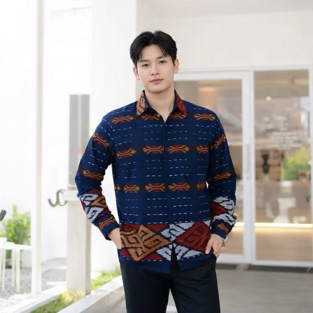 KEMEJA TORAJA MOTIF WOVEN SHIRT / เสื้อเชิ้ตผู้ชาย BLANKET WOVEN