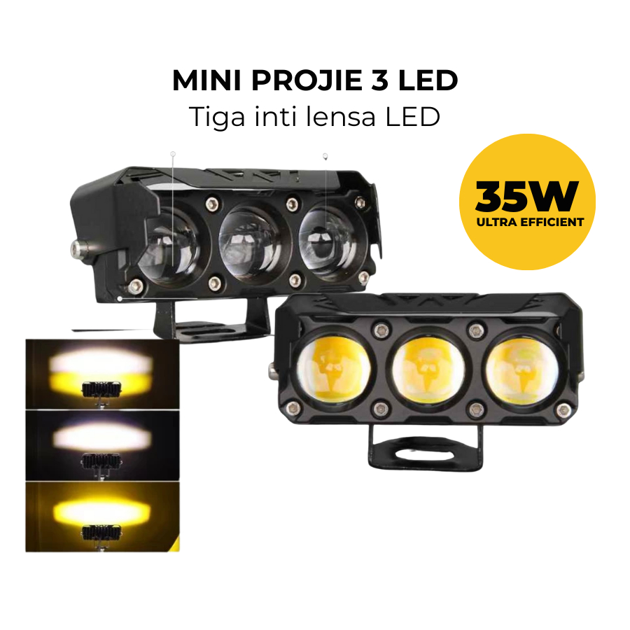 MATA 35 วัตต์ LED MINI PROJECTOR โคมไฟเลเซอร์หมอก 3 เลนส์ MINI PROJECTOR 3 EYES SUPERBRIGHT