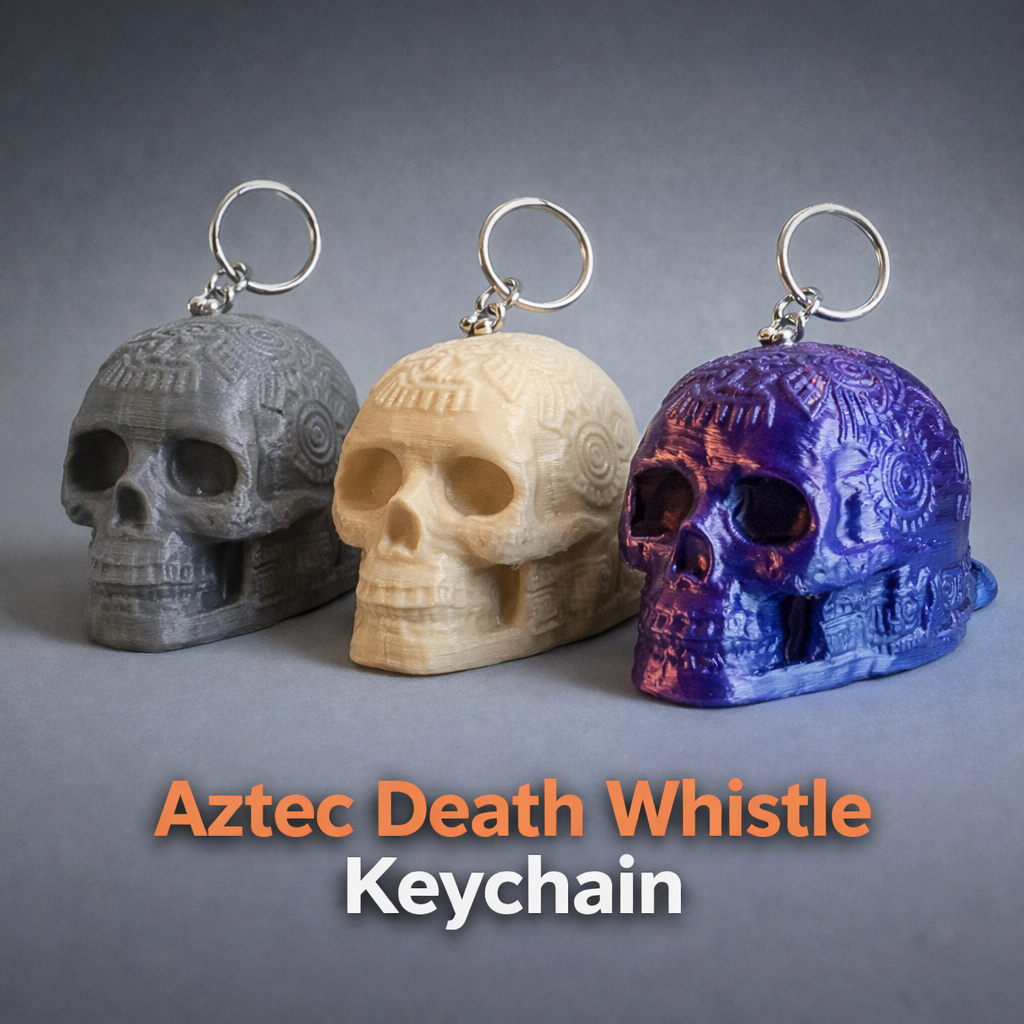 GANTUNGAN Aztec Death Whistle Skull พวงกุญแจ – Aztec Mini 3D Horror Skull Whistle เอฟเฟกต์เสียงพิธีก