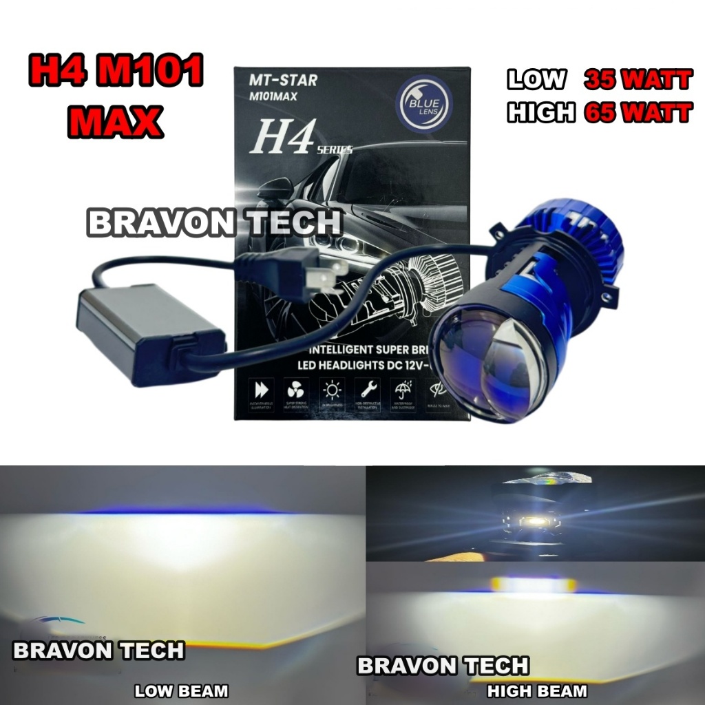 มินิโปรเจคเตอร์บิล H4 M101 MAX MT-STAR ล่าสุดแบนตัด Double High beam 65 WATT Universal