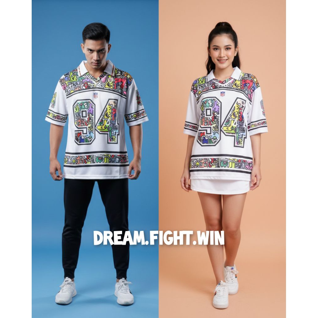NFL SERIES NUMBER COLLAR JERSEY เบสบอล RUGBY FOOTBALL 94