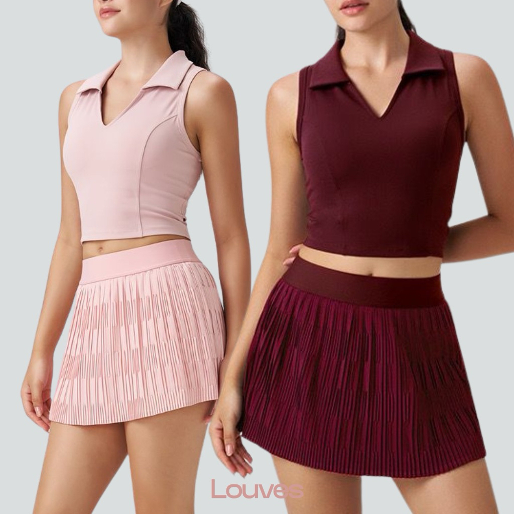 CATHY TOP - POLO TANK TOP BULLT IN BRA TENNIS PADEL BADMINTON GOLF WORKOUT YOGA PILATES TOP