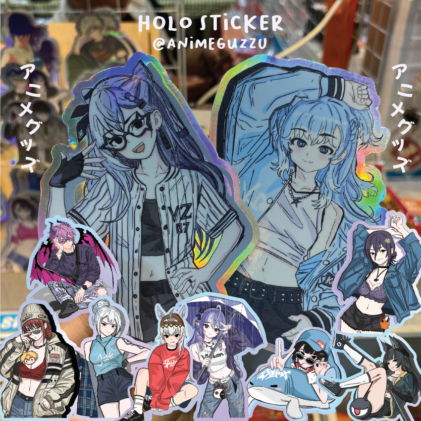 ANIMEGUZZU สติ๊กเกอร์ HOLOGRAM DIE CUT - ไวนิลกันน้ํา SCRATCH PROOF สติ๊กเกอร์อะนิเมะ - สติ๊กเกอร์ D