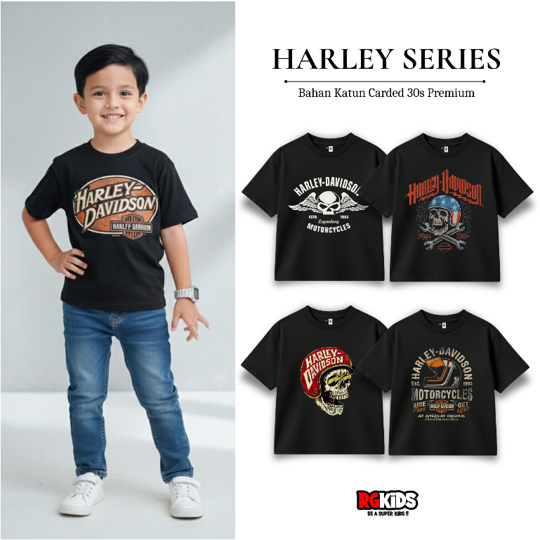 Ozil เครื่องแต่งกาย distro เสื้อยืดเด็กสําหรับเด็กผู้ชาย Motor Harley Series 4-12 ปี