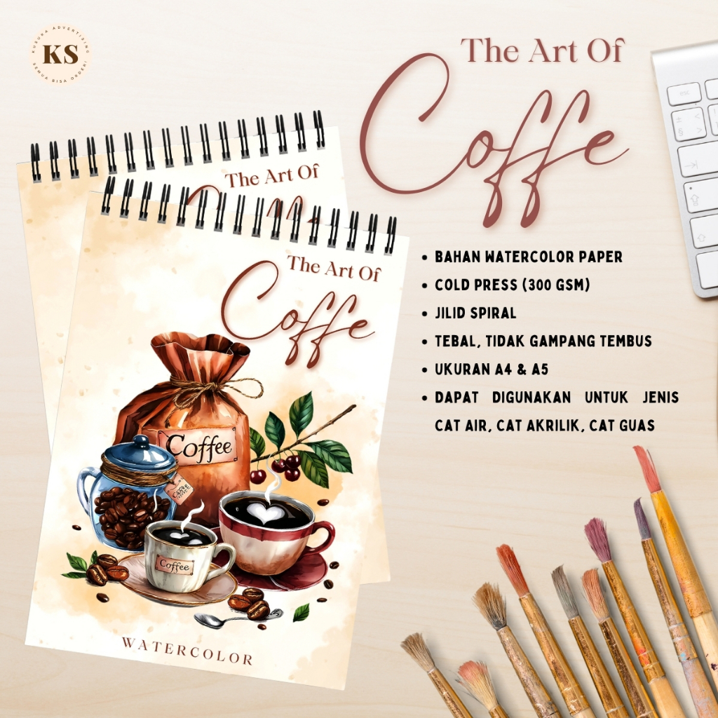 THE ART OF COFFEE กระดาษสีน้ําสีน้ําสมุดระบายสี 300 GSM A4 A5 กดเย็น